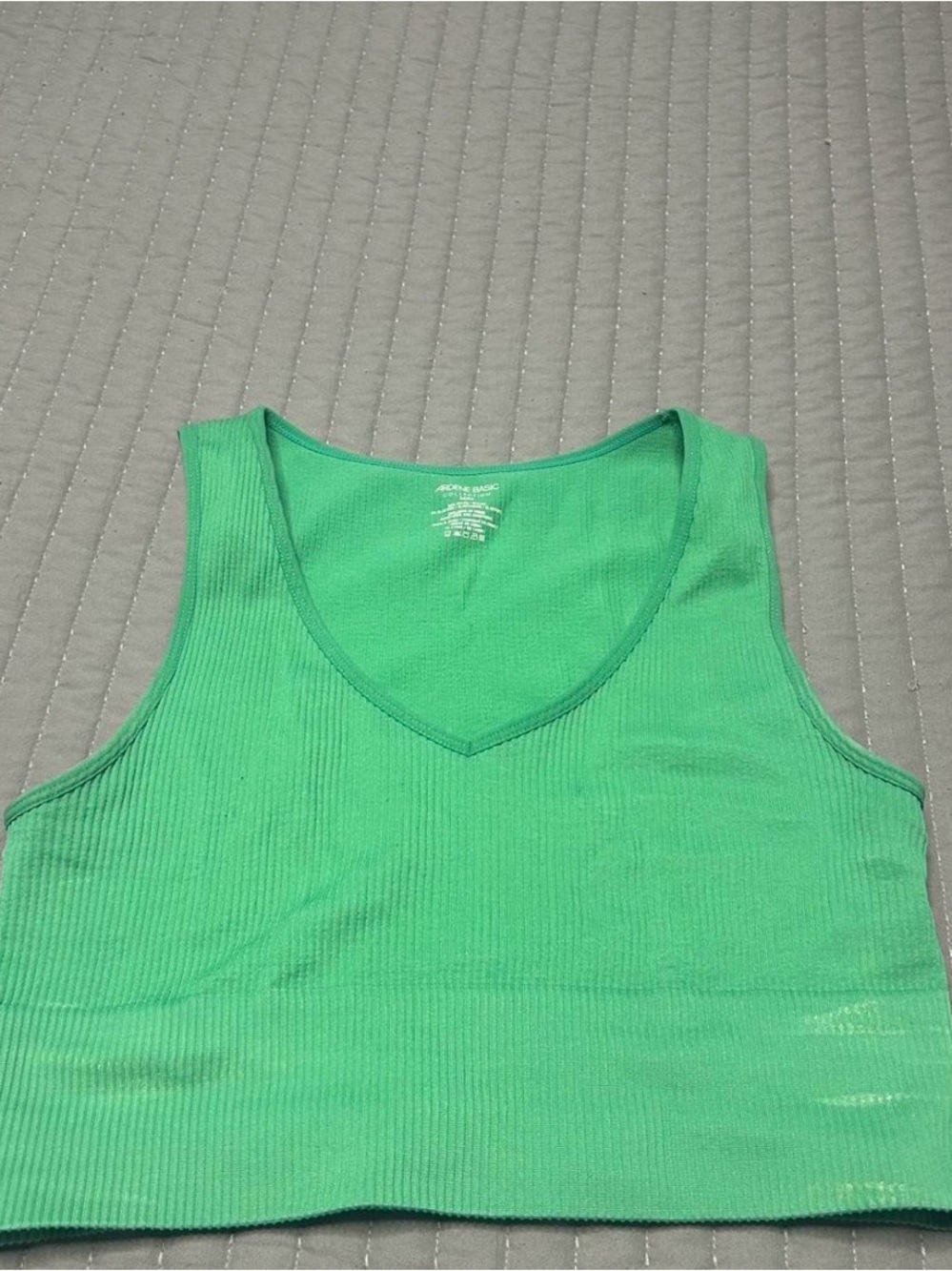 Ardene Green Ribbed V-Neck Crop Tank